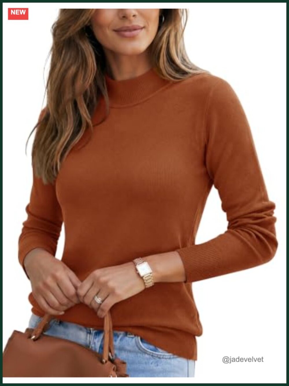 Womens Mock Neck Sweater Long Sleeve Knit Pullover Soft Casual Top
